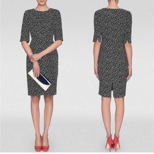 L.K. BENNETT WOMEN’S YOLANDA PRINT MONOCHROME TAILORED DRESS BLACK WHITE SZ 4